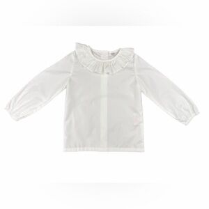 LITTLE LOUANNE Girls White Back Button Long Sleeve Collared Blouse - 3T